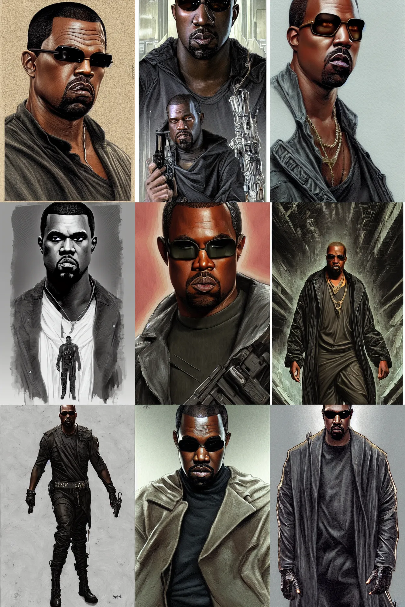 Prompt: Kayne West as Neo in The Matrix as a ruggedly handsome hero, intricate, elegant, highly detailed, centered, digital painting, artstation, concept art, smooth, sharp focus, illustration, art by artgerm and donato giancola and Joseph Christian Leyendecker