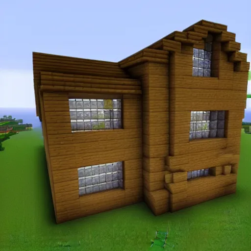 Image similar to 3d render of a minecraft house
