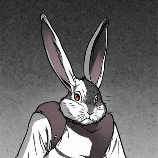 Prompt: a rabbit in the manga Berserk