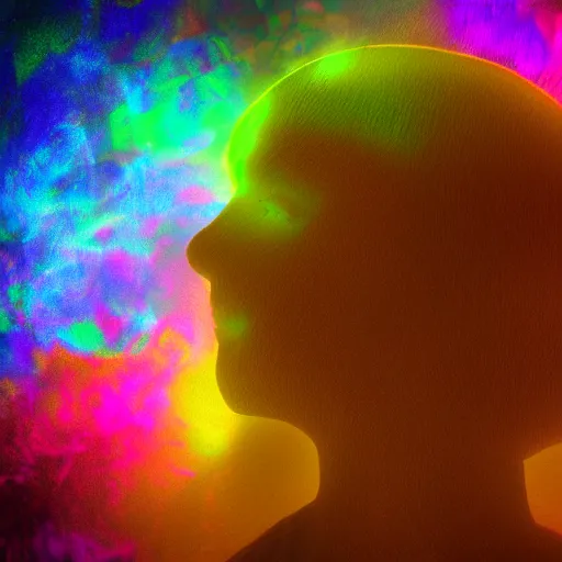 Image similar to psychonautistic dreamer, digital art, award winning, volumetric lighting