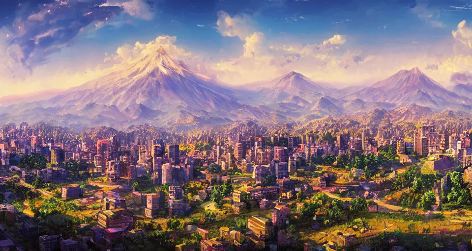 Prompt: Aesthetic twitch banner for user OSAKARAIN depicting the City of Armenia Quindio as a kanye west album, landscape, trending on ArtStation, digital artwork, 4k, wallpaper, high definition