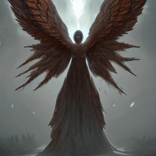 Prompt: giant imposing seraphim with many eyes and many wings, no face, eyes everywhere, hyper realistic, glowing, terrifying, byzantine, artstation