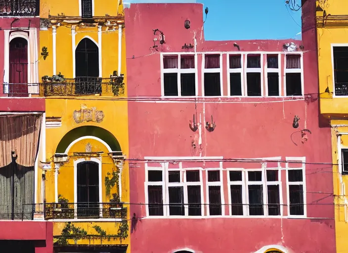 Image similar to symmetry!! seen through a window!! guanajuato city, by wes anderson
