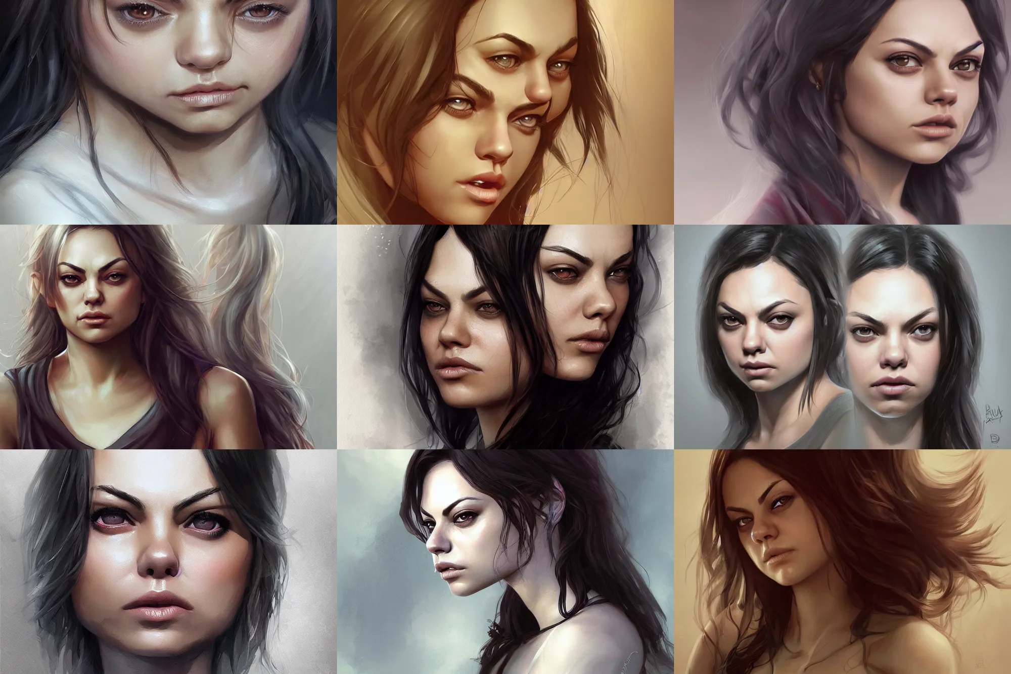 Prompt: Mila Kunis defiantly sticking out her tongue concept art by charlie bowater, highly detailed, ultra detailed, ultra realistic, trending on artstation