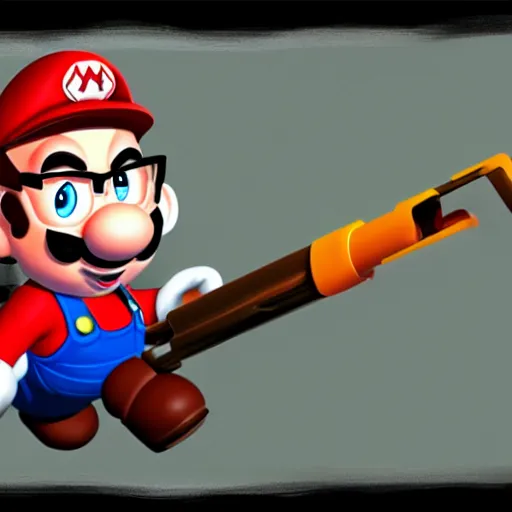 Image similar to gordon freeman as super mario, hd shot, concept art, artstation