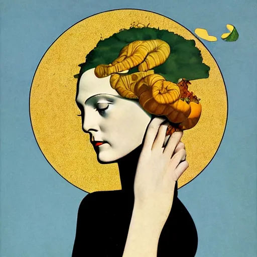 Image similar to Art in the style of Coles Phillips, Gaia, Mother Earth, side portrait