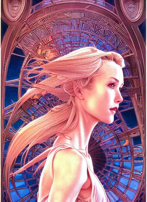 Prompt: early 9 0 s naomi watts, beautiful shadowing, 3 d shadowing, reflective surfaces, illustrated completely, 8 k beautifully detailed pencil illustration, extremely hyper - detailed pencil illustration, intricate, epic composition, very very kawaii, masterpiece, bold complimentary colors. stunning masterfully illustrated by artgerm, range murata, alphonse mucha.