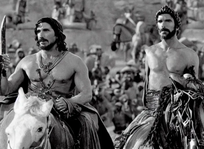 Image similar to film still of Christian Bale as Judah Ben-Hur in Ben Hur 1959