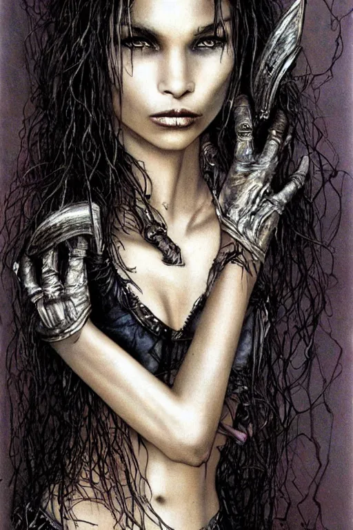 Prompt: zoe kravitz as a vampire queen by luis royo