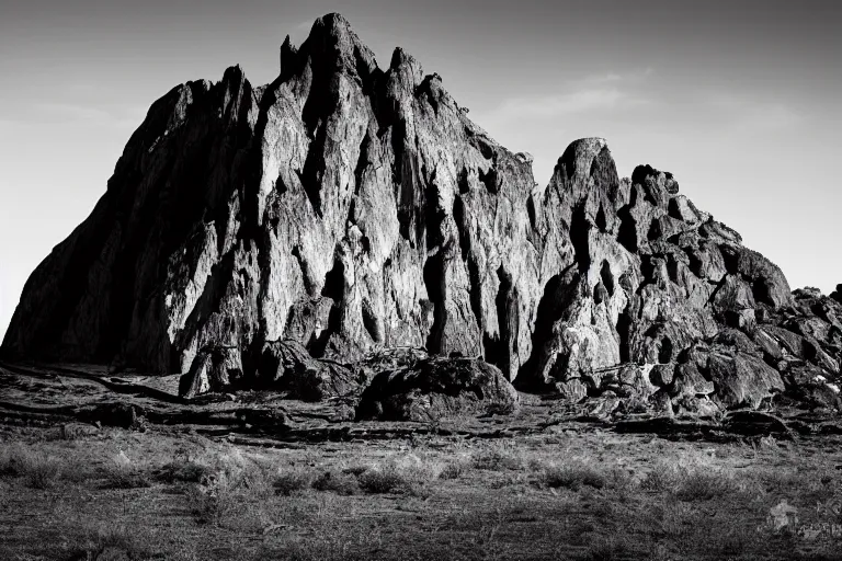 Prompt: distant alien spaceship in the style of ansel adams, black and white, old, master photography by ansel adams