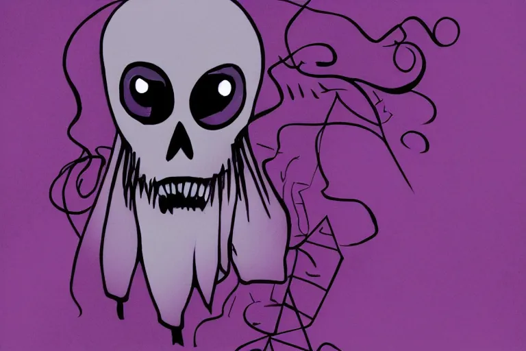 Prompt: angry spooky ghost, abstract, minimal, purple, dreamscape