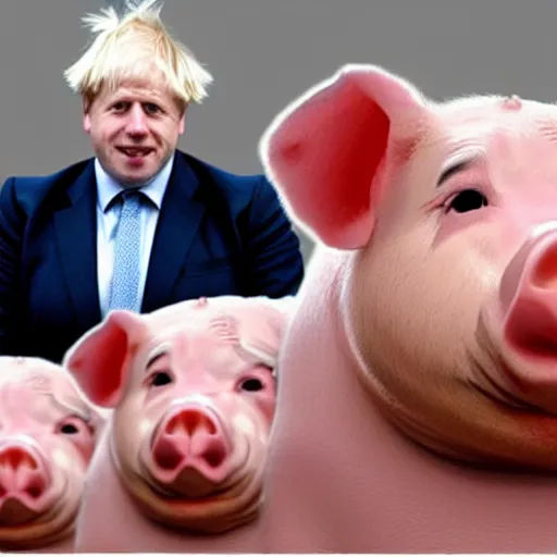 Prompt: boris johnson dressed as a greased piglet