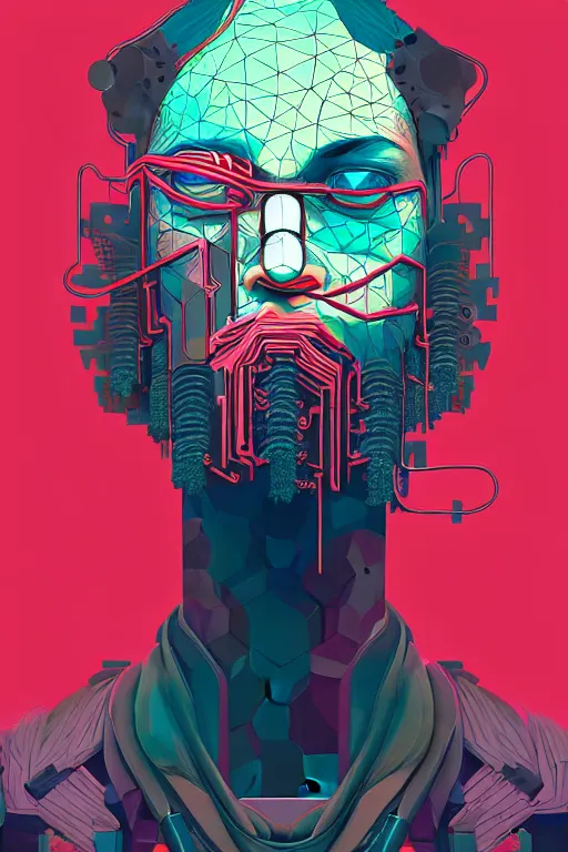 Image similar to abstract portrait, cyberpunk art, floating detailes, very detailed face, leaves by miyazaki, colorful palette illustration, kenneth blom, mental alchemy, james jean, pablo amaringo, naudline pierre, contemporary art, hyper detailed