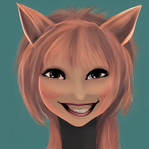 Prompt: tags : animal ears, smile, digital art