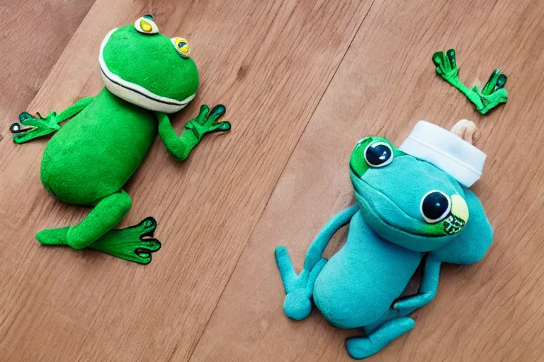 Image similar to frog plushie wearing a sailor suit