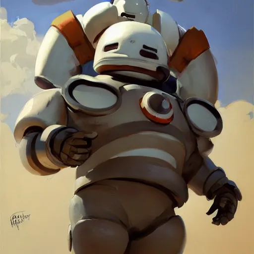 Image similar to greg manchess portrait painting of armored stay puft marshmallowman as overwatch character, medium shot, asymmetrical, profile picture, organic painting, sunny day, matte painting, bold shapes, hard edges, street art, trending on artstation, by huang guangjian and gil elvgren and sachin teng