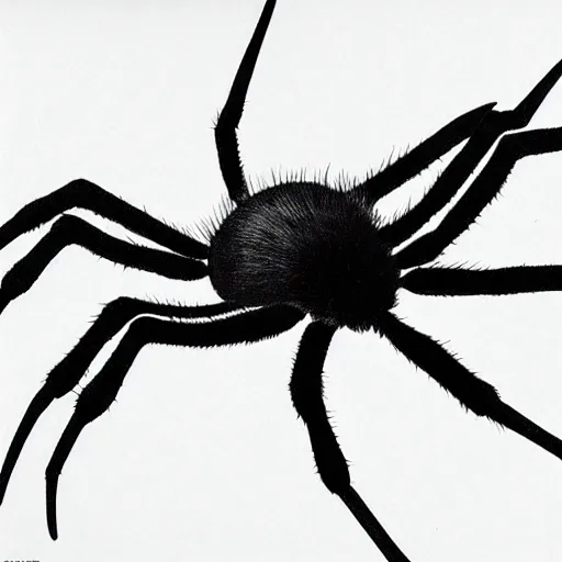 Image similar to spider, black and white, botanical illustration, naturalistic, book illustration, black ink on white paper, bold lines