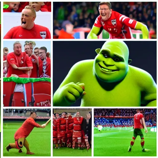 Image similar to shrek! from norffc, bazza shrek, meat pies sausage rolls, come on ingerlund