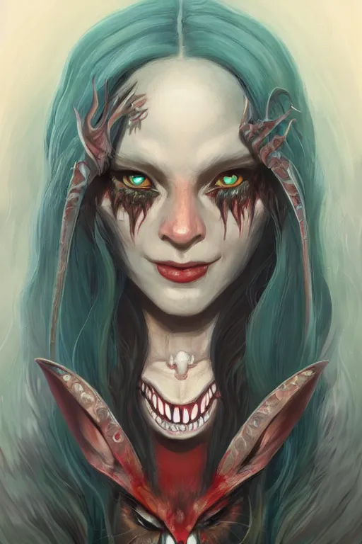 Prompt: portrait of a predator, american mcgee's alice, sharp focus, artstation, trending, by julie dillon, luis melo, tyler miles lockett, lei jin, hong lei, ken wong, adam narozanski, joy ang