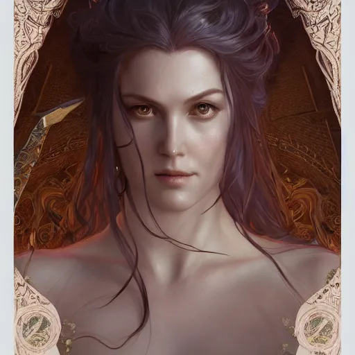 Image similar to Melina from elden ring D&D, fantasy, intricate, elegant, highly detailed, digital painting, artstation, concept art, smooth, sharp focus, illustration, art by artgerm and greg rutkowski and alphonse mucha