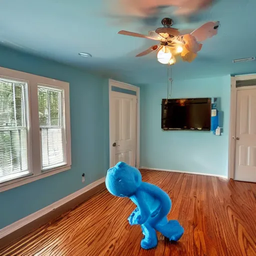 Image similar to real estate photos of a home that has a really bad smurf infestation.