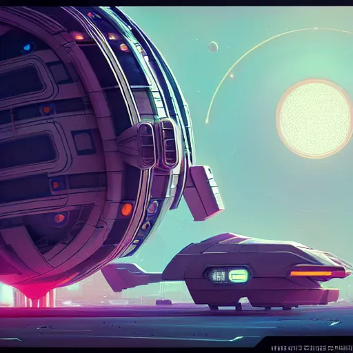 Image similar to retro futuristic space ship entering another dimension :: by Ian McQue and Simon Stålenhag :: ornate, dynamic, particulate, rich colors, intricate, elegant, centered, artstation, smooth, sharp focus, octane render, highly detailed, concept art, sci-fi