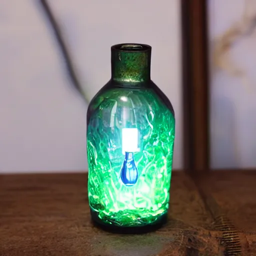 Prompt: potion bottle, full of magical glowing liquid