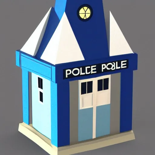 Prompt: low poly tardis from dr. who