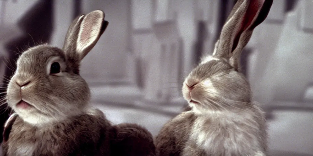 Prompt: a rabbit in the movie star wars empire strikes back screenshot