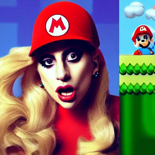 Image similar to lady gaga as super mario