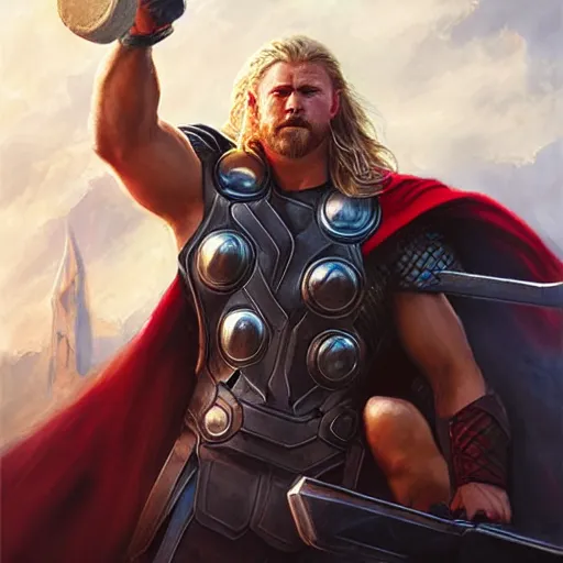 Prompt: thor, god of thunder, art by wlop