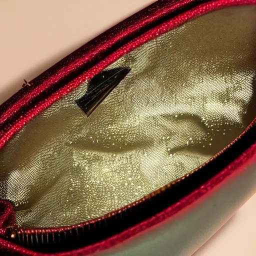 Image similar to photo of a pouch with glossy rupees spilling out