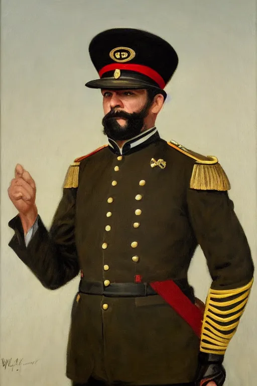 Image similar to full body portrait of the dictator of the miami heat, 1 8 8 9, in full military garb, oil on canvas by william sidney mount, trending on artstation