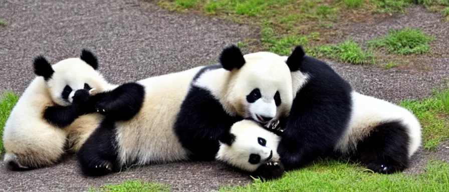 Prompt: a cute panda launches a critical hit