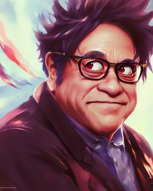 Image similar to anime portrait of Danny devito as an anime man by Stanley Artgerm Lau, WLOP, Rossdraws, James Jean, Andrei Riabovitchev, Marc Simonetti, and Sakimichan, trending on artstation