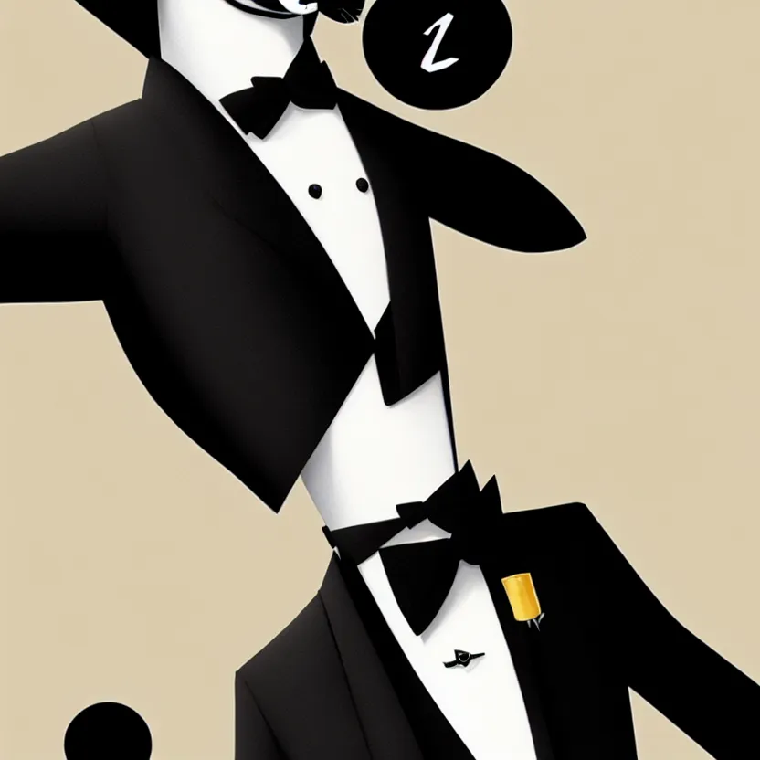 Image similar to slim cruel business humanoid cat in tuxedo with black bob hair, elegant, 2 d, ultra highly detailed, digital painting, smooth, sharp focus, artstation, art by ilya kuvshinov!