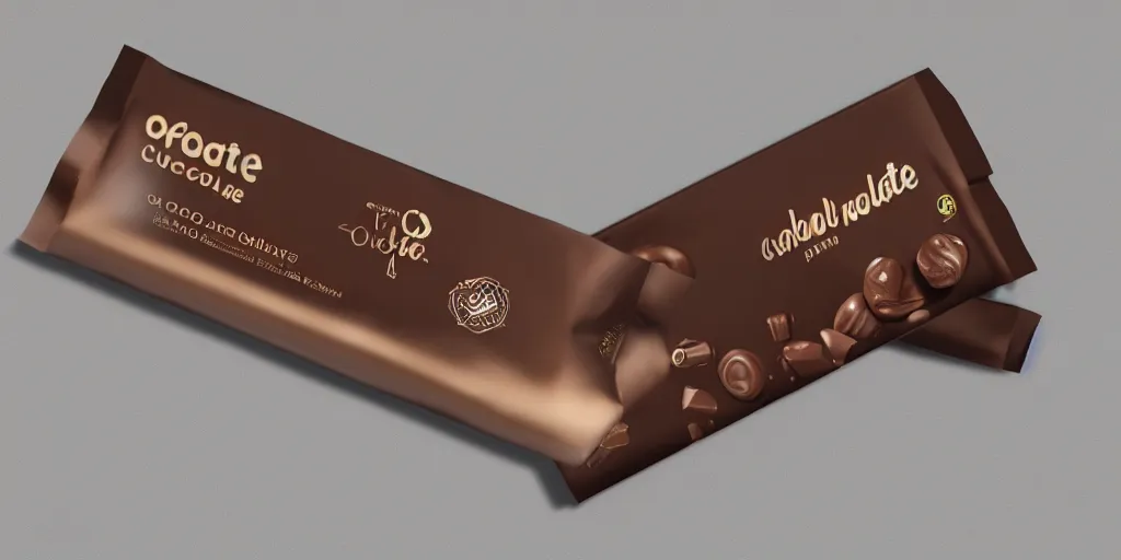 Prompt: a packaging design for a chocolate bar, octane render, ultra realistic
