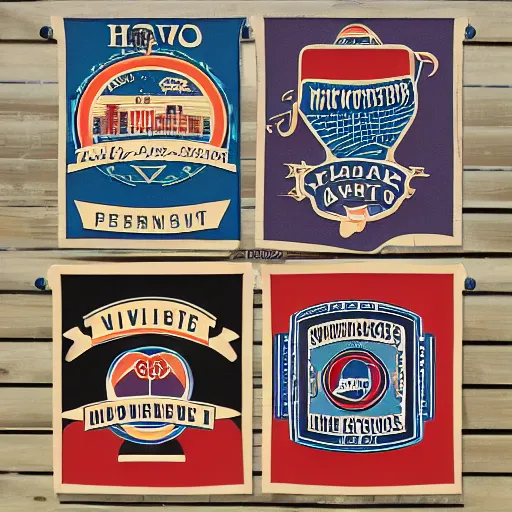 Prompt: vintage neighborhood pennants