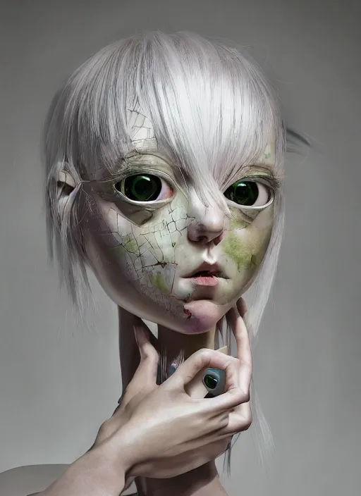 Prompt: professional art magazine photograph of a surreal contemporary art sculpture of a very attractive modular yorha android, by hikari shimoda, by jack gaughan