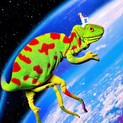 Image similar to a cameleon in space.