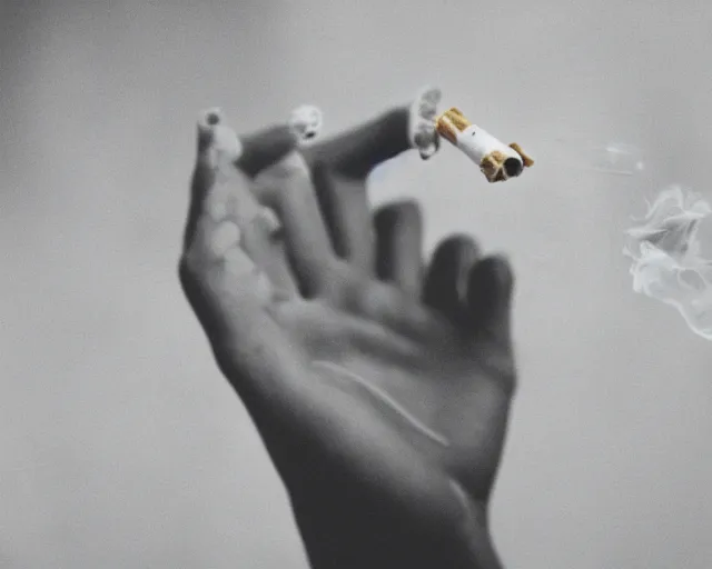 Image similar to a lomographic photo of woman hand with cigarette