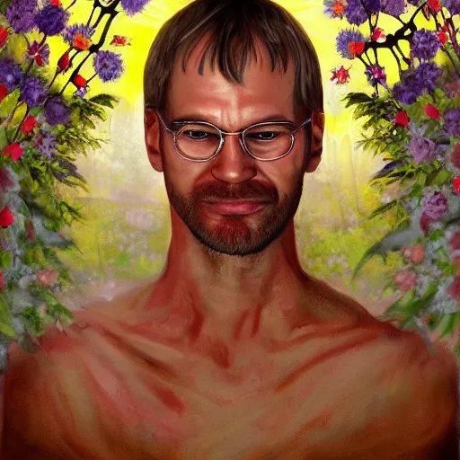 Image similar to jeffrey dahmer becomes god of revenge midsommar, oil painting, ultradetailed, artstation, ultradetailed, digital painting, ultradetailed