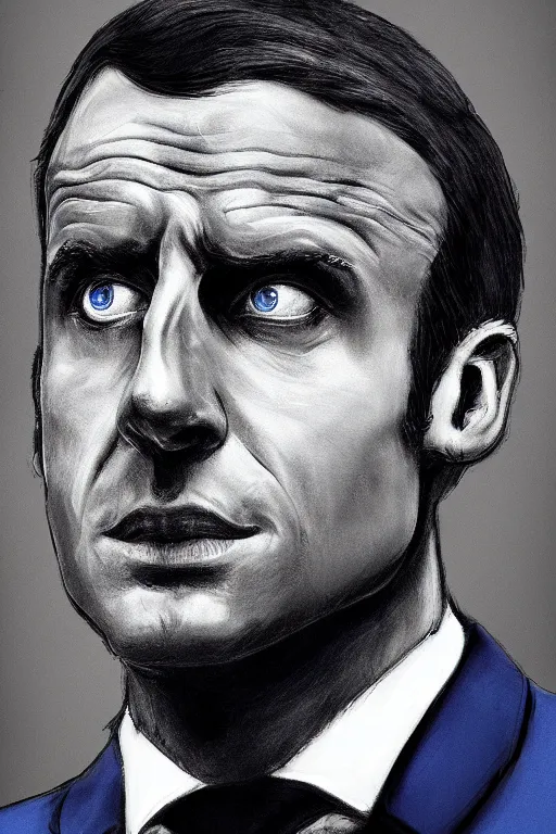 Prompt: emmanuel macron police officer, highly detailed, digital art, sharp focus, trending on art station