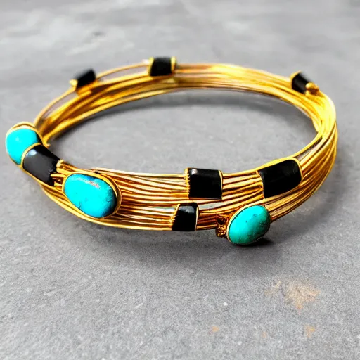 Ancient Primitive Gold Bangle, 14K Gold Wire, Single | Stable