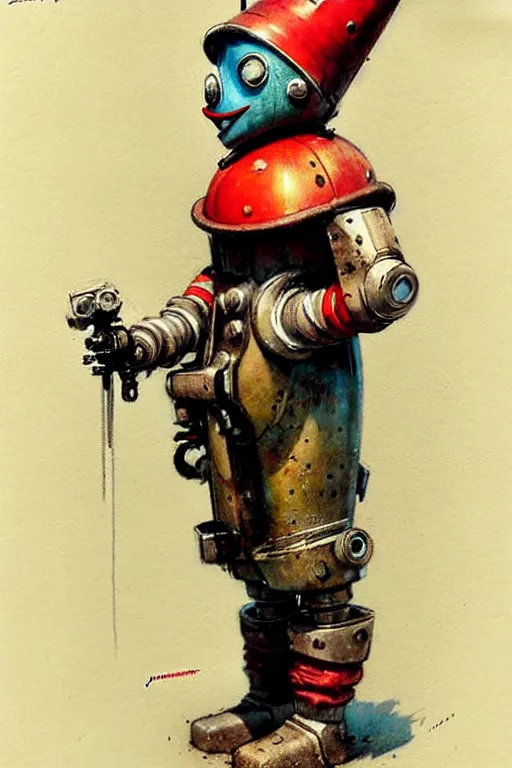 Image similar to adventurer ( ( ( ( ( 1 9 5 0 s retro future robot android knome clown. muted colors. ) ) ) ) ) by jean baptiste monge!!!!!!!!!!!!!!!!!!!!!!!!! chrome red