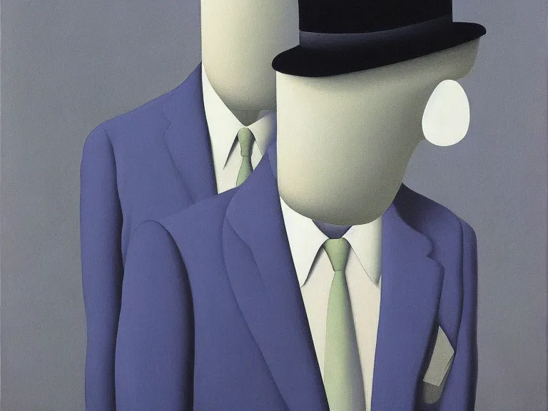 Image similar to invisible man, painting by rene magritte, high detail, high resolution