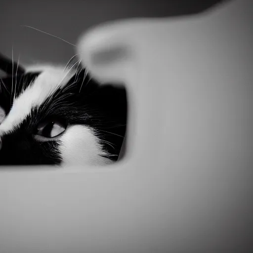 Image similar to close-up photograph of black and white cat inside sandwich, 4k footage