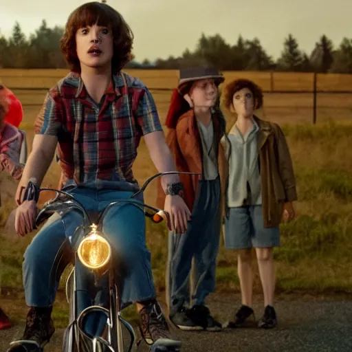 Image similar to movie still from the next season of stranger things on netflix