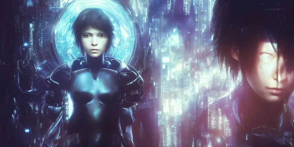 Image similar to a girl from final fantasy live action, movie still from ghost in the shell evocative, mystical night, very very very very detailed, award winning, masterpiece digital painting by greg rutkowski, alex grey, artstation, 4 k wallpaper