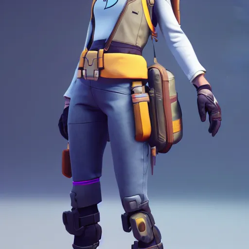 Image similar to a young girl with the appearance and clothes of ana from overwatch, design, octane render, 4 k, ingame shot